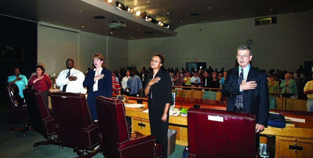 The Orleans Parish School Board at its first meeting held in the city in October 2005. 